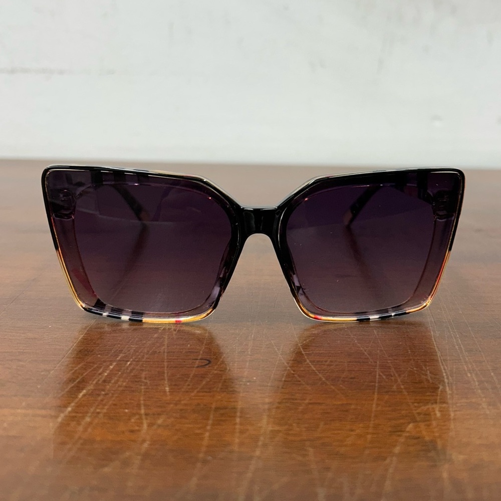 New Inspired BB Stylish Fashion Black and Brown Plaid Sunglasses
